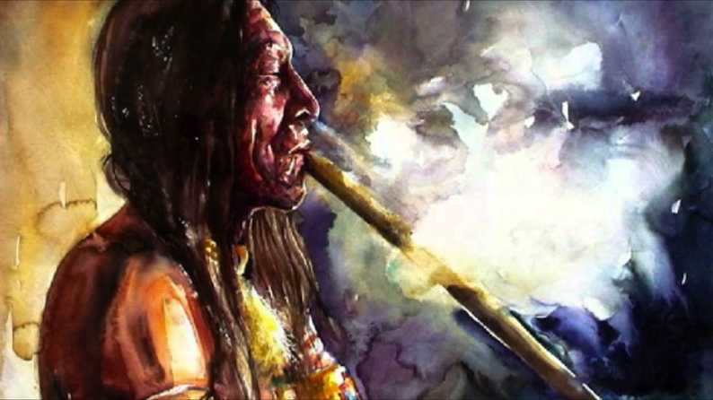 indiano d_america fuma il calumet