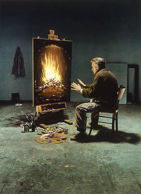 Starving Artist Getting Warm by a Painting of Fire, 1990, Teun Hocks