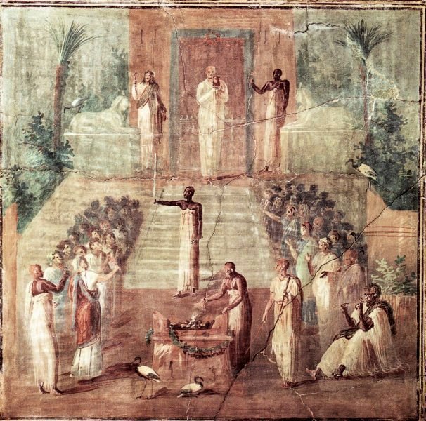 Cerimonia nel tempio di Iside. I secolo d.c. Ercolano